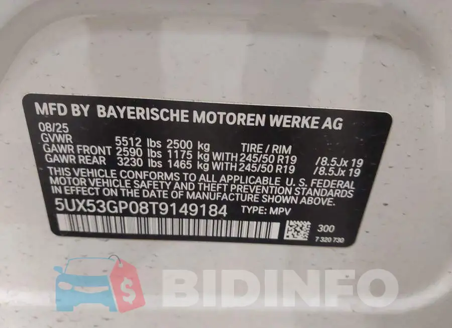 5UX53GP08T9149184 Photo# 9