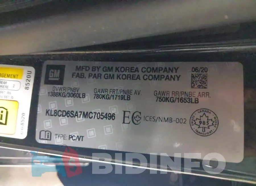 KL8CD6SA7MC705496 Photo# 9