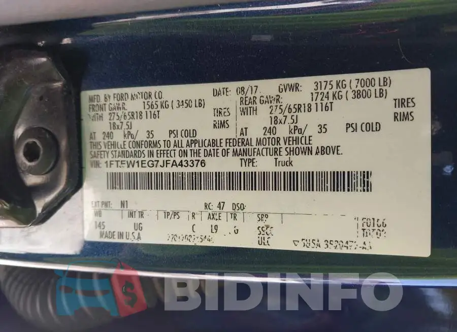 1FTEW1EG7JFA43376 Photo# 9