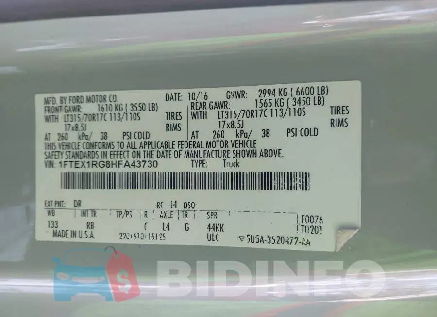 1FTEX1RG8HFA43730 Photo# 9