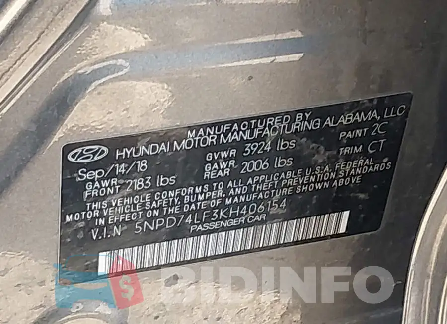 5NPD74LF3KH406154 Photo# 9