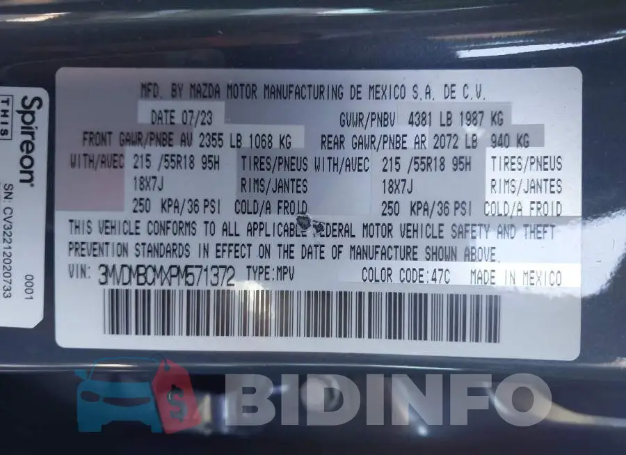 3MVDMBCMXPM571372 Photo# 9