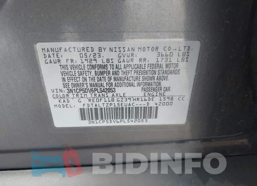 3N1CP5DV6PL542053 Photo# 9