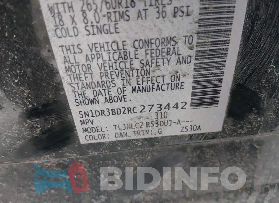 5N1DR3BD2RC273442 Photo# 9