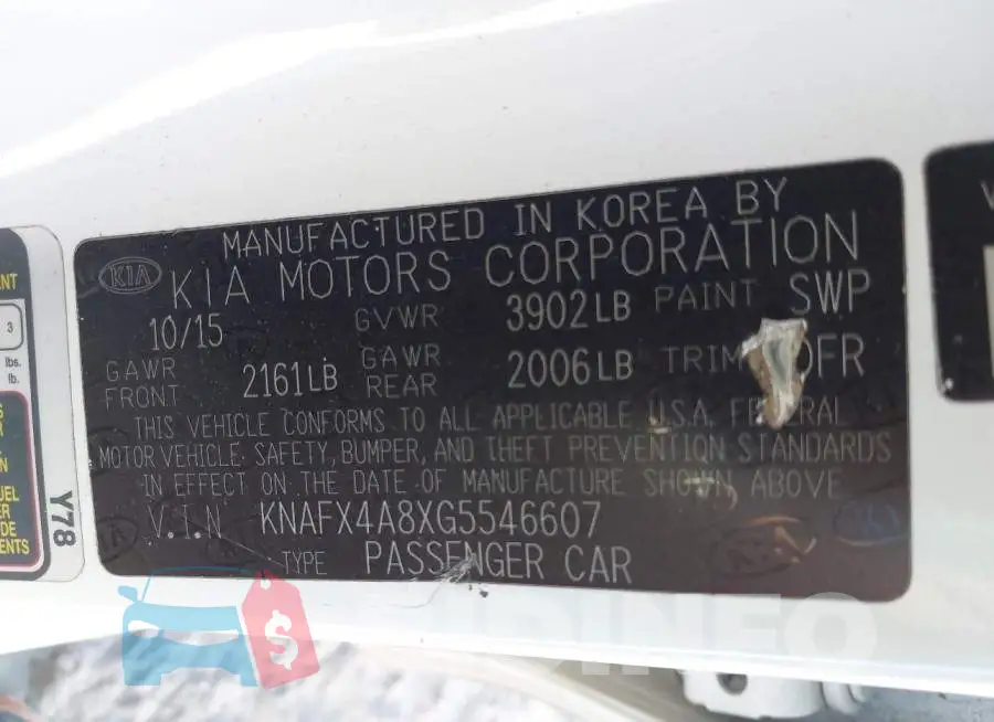 KNAFX4A8XG5546607 Photo# 9