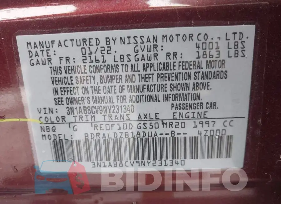 3N1AB8CV9NY231340 Photo# 9