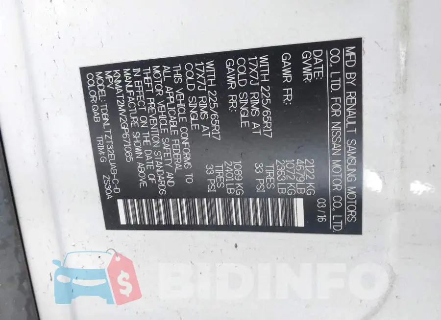 KNMAT2MV2GP671085 Photo# 9