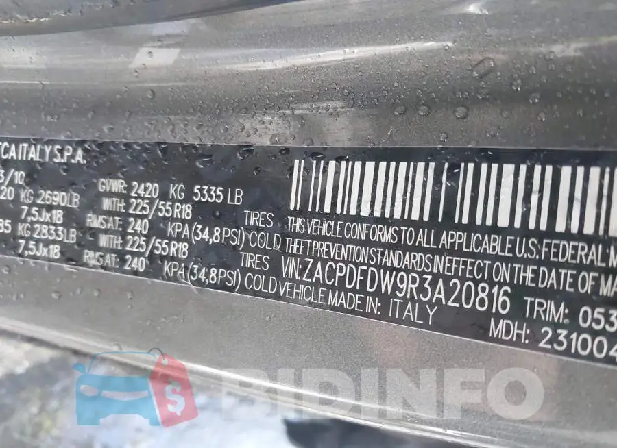 ZACPDFDW9R3A20816 Photo# 9