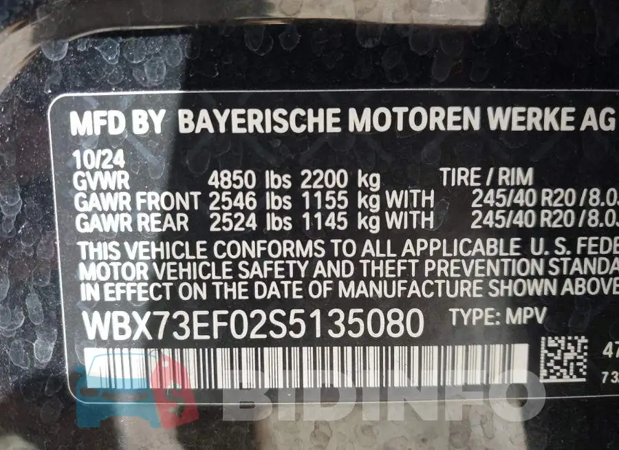 WBX73EF02S5135080 Photo# 9
