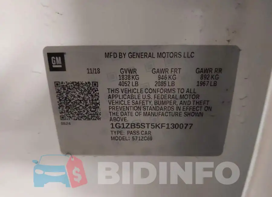 1G1ZB5ST5KF130077 Photo# 9