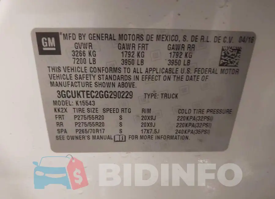 3GCUKTEC2GG290229 Photo# 9