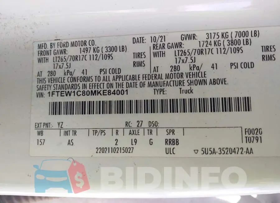 1FTEW1C80MKE84001 Photo# 9