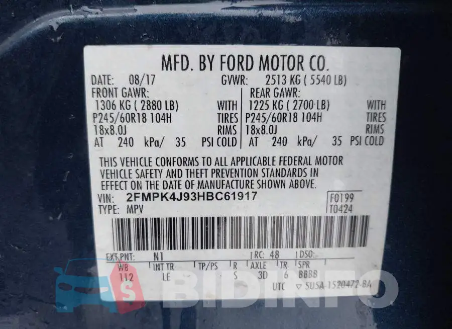 2FMPK4J93HBC61917 Photo# 9
