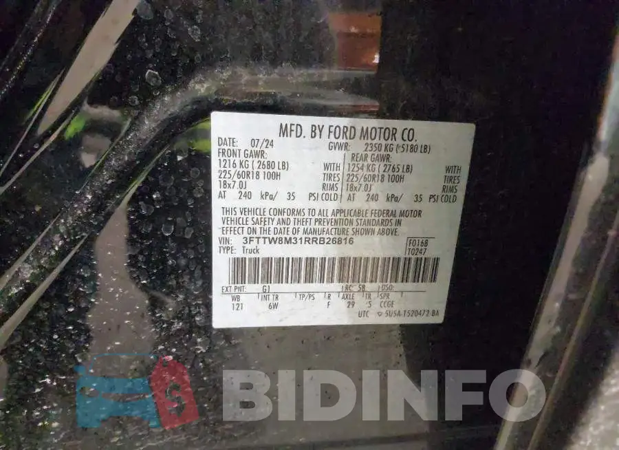 3FTTW8M31RRB26816 Photo# 9