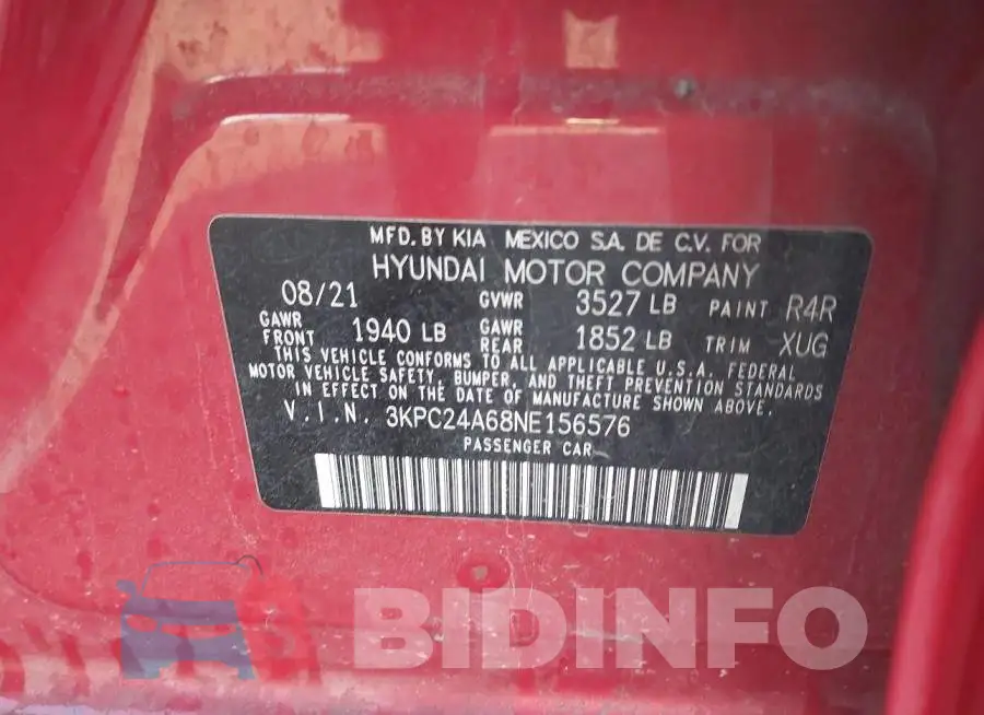 3KPC24A68NE156576 Photo# 9