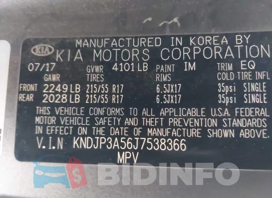 KNDJP3A56J7538366 Photo# 9