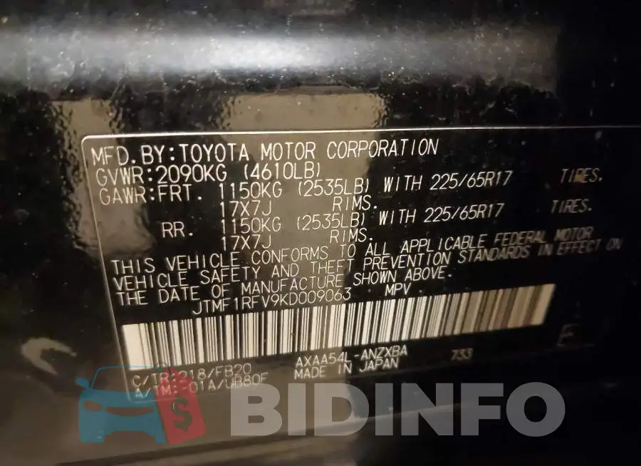 JTMF1RFV9KD009063 Photo# 9