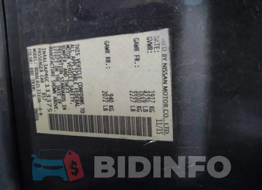 1N4AL3AP4GC113375 Photo# 9