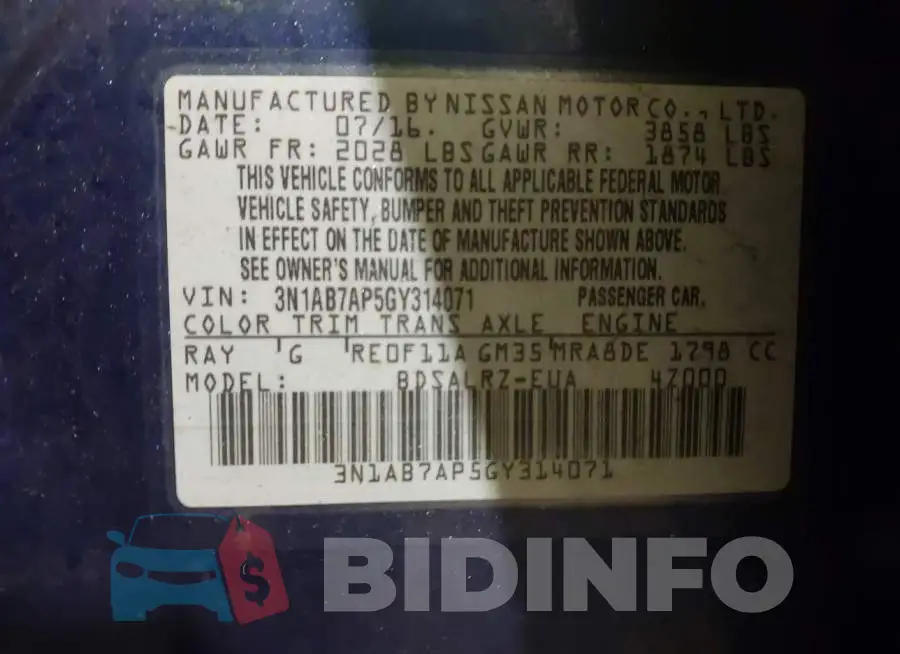 3N1AB7AP5GY314071 Photo# 9