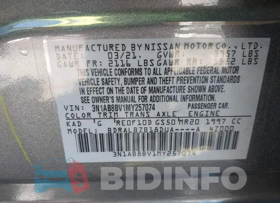 3N1AB8BV1MY257074 Photo# 9