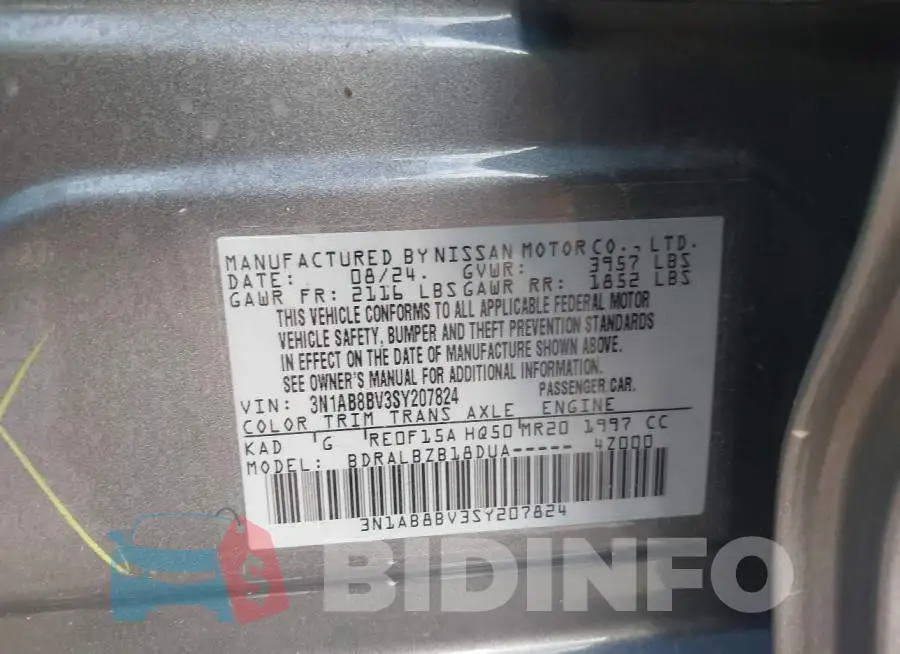 3N1AB8BV3SY207824 Photo# 9