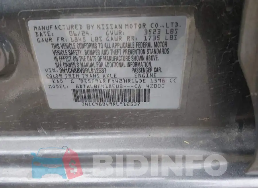 3N1CN8BV9RL912537 Photo# 9