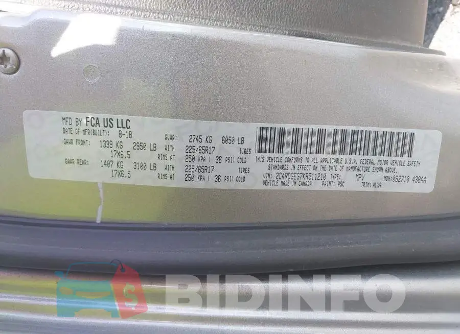 2C4RDGEG7KR511210 Photo# 9