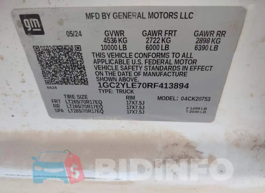 1GC2YLE70RF413894 Photo# 9