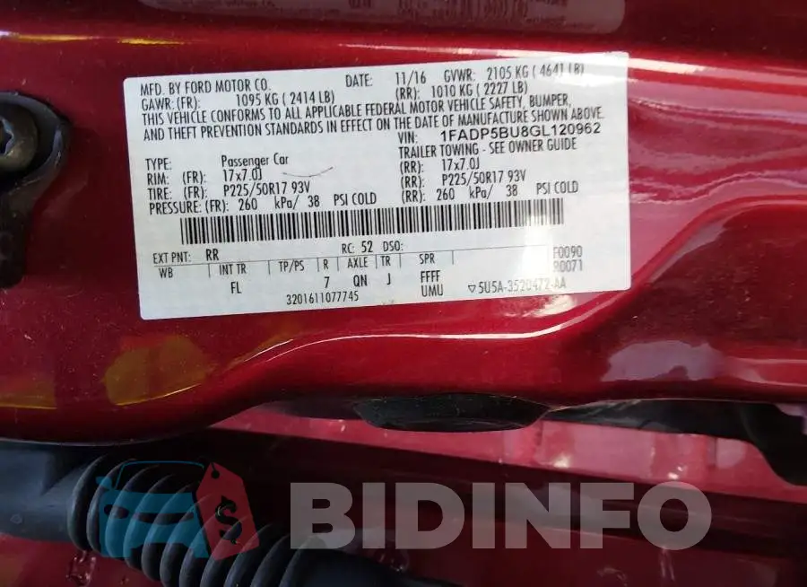 1FADP5BU8GL120962 Photo# 9