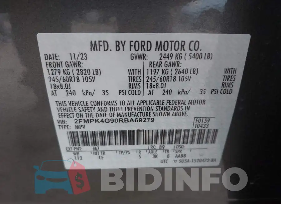 2FMPK4G90RBA69279 Photo# 9