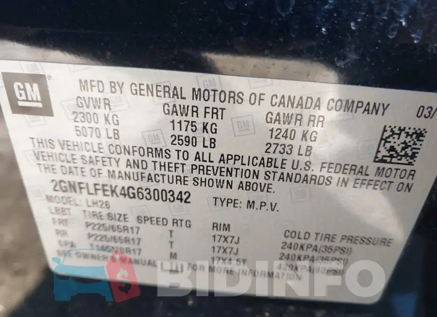 2GNFLFEK4G6300342 Photo# 9
