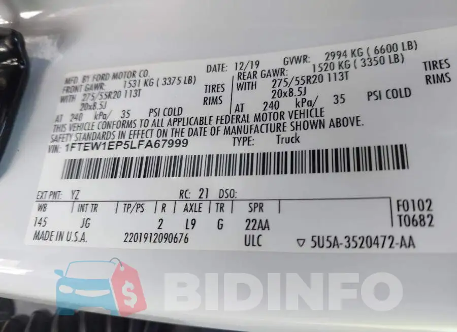 1FTEW1EP5LFA67999 Photo# 9