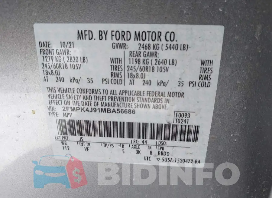2FMPK4J91MBA56686 Photo# 9