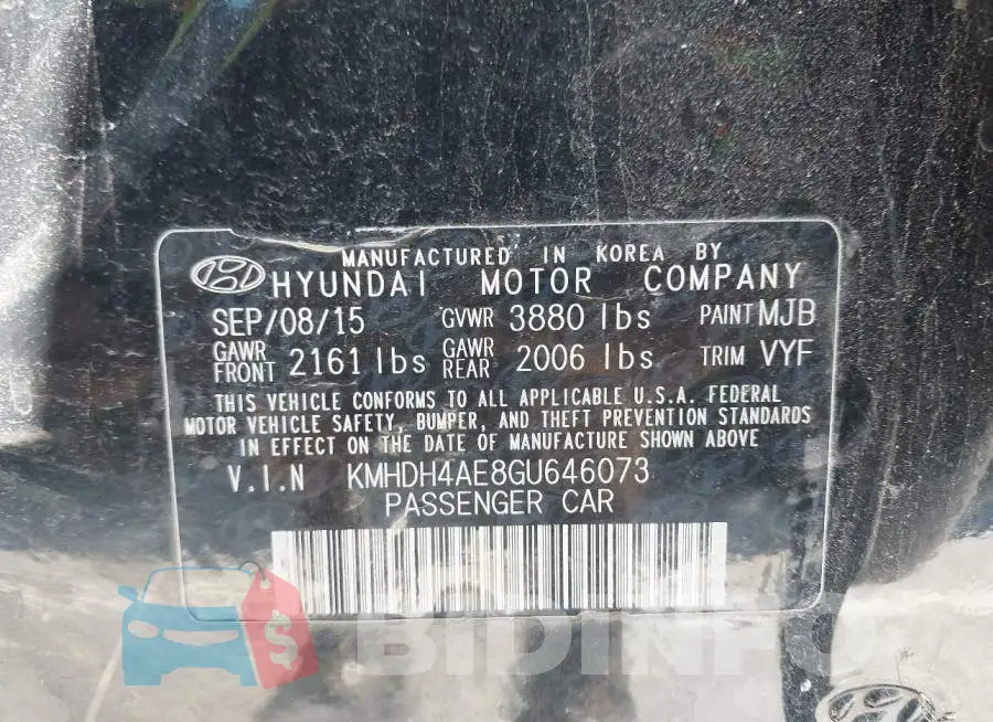 KMHDH4AE8GU646073 Photo# 9