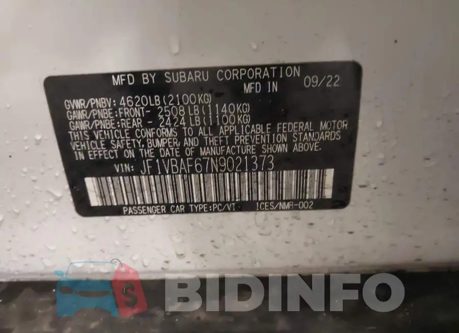 JF1VBAF67N9021373 Photo# 9