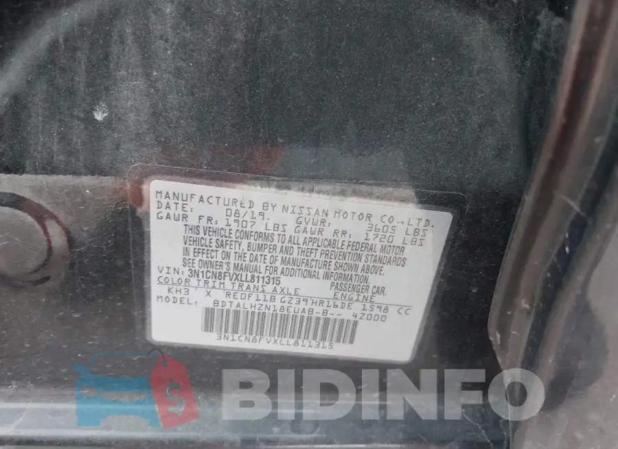 3N1CN8FVXLL811315 Photo# 9