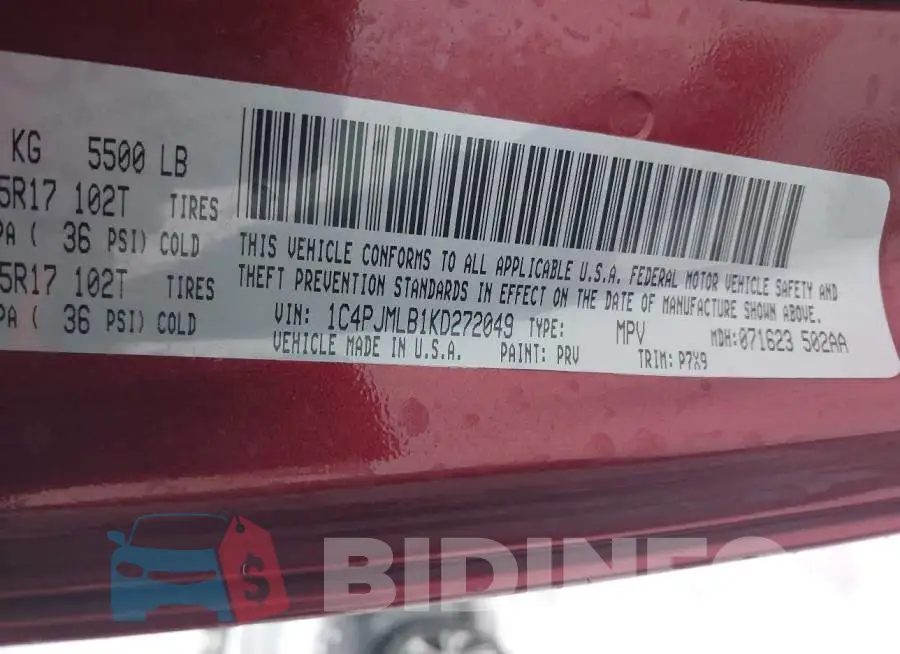 1C4PJMLB1KD272049 Photo# 9
