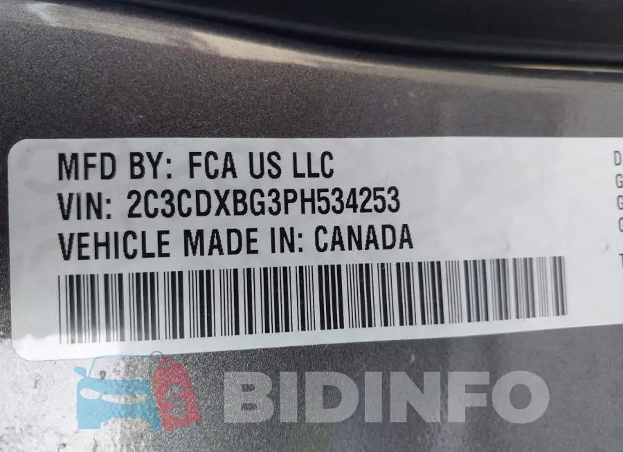 2C3CDXBG3PH534253 Photo# 9