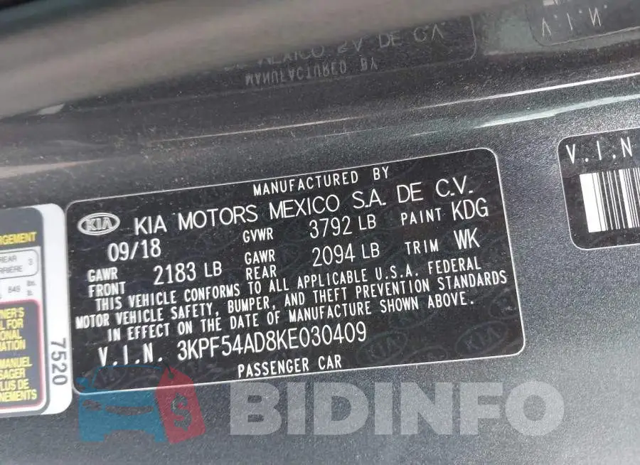 3KPF54AD8KE030409 Photo# 9