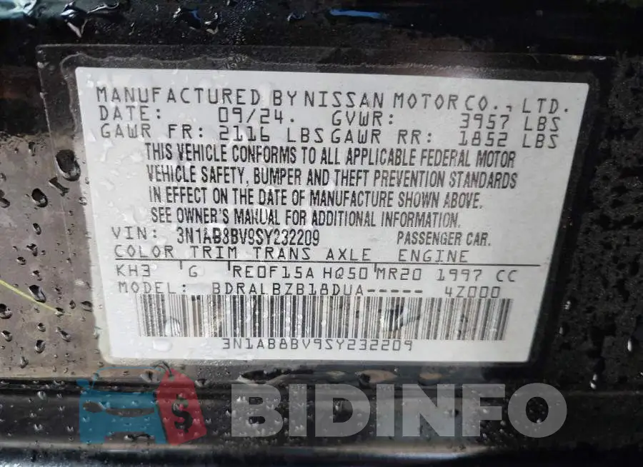 3N1AB8BV9SY232209 Photo# 9
