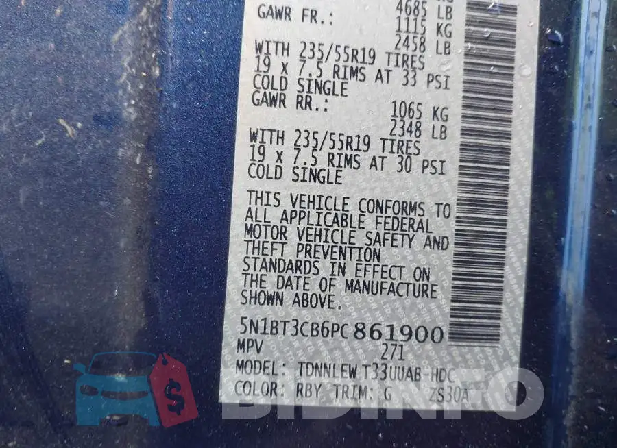 5N1BT3CB6PC861900 Photo# 9