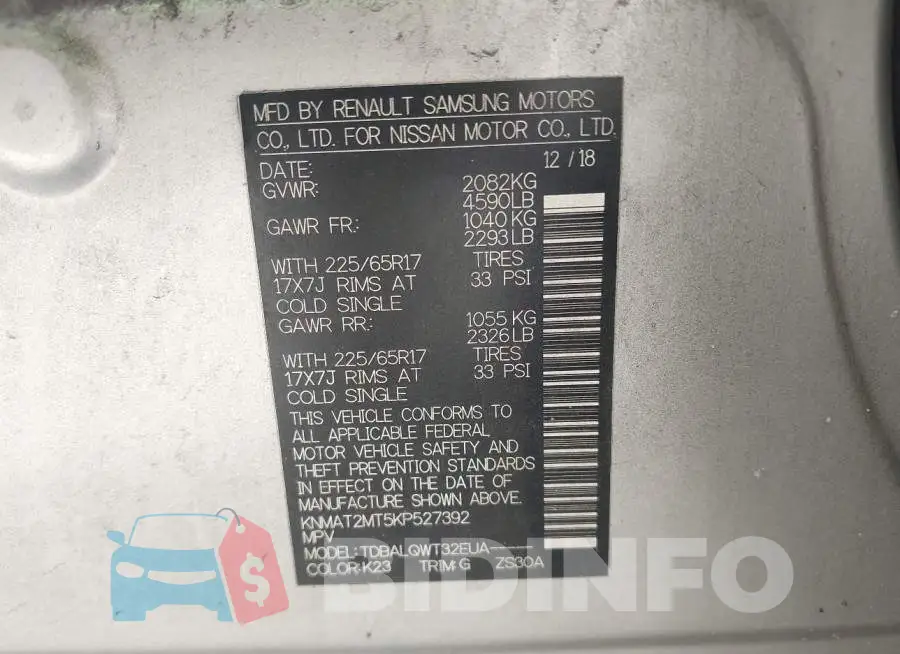 KNMAT2MT5KP527392 Photo# 9