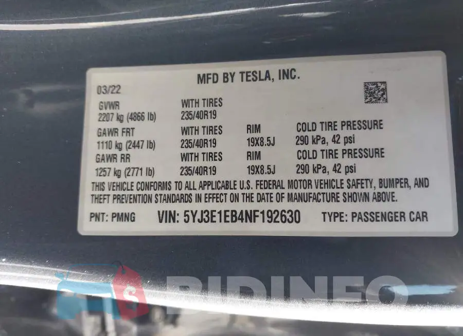 5YJ3E1EB4NF192630 Photo# 9