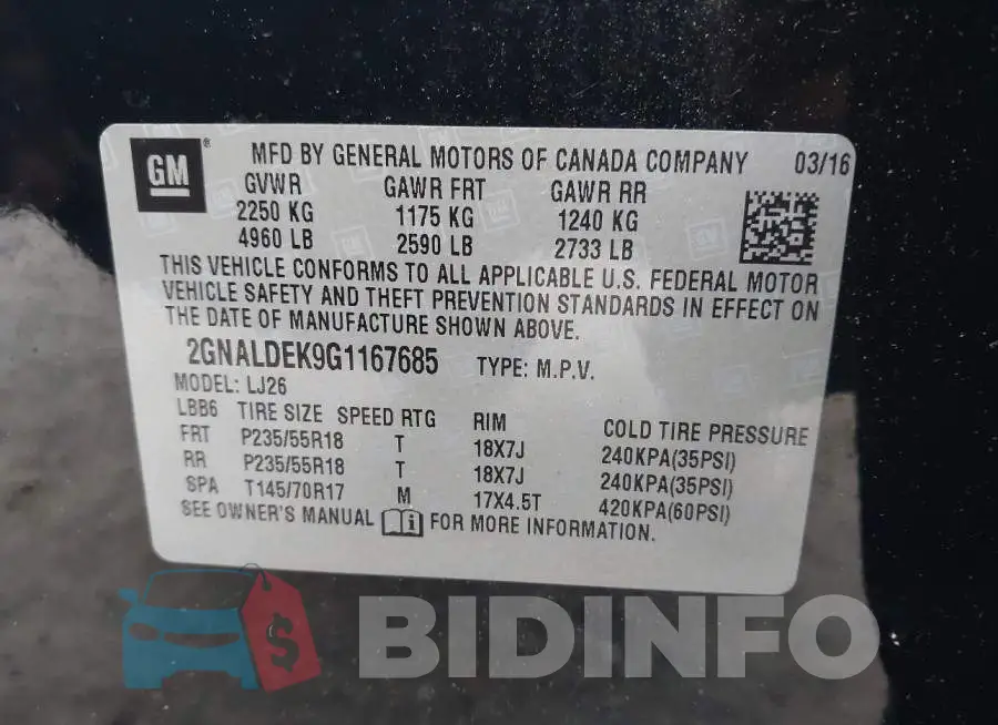 2GNALDEK9G1167685 Photo# 9
