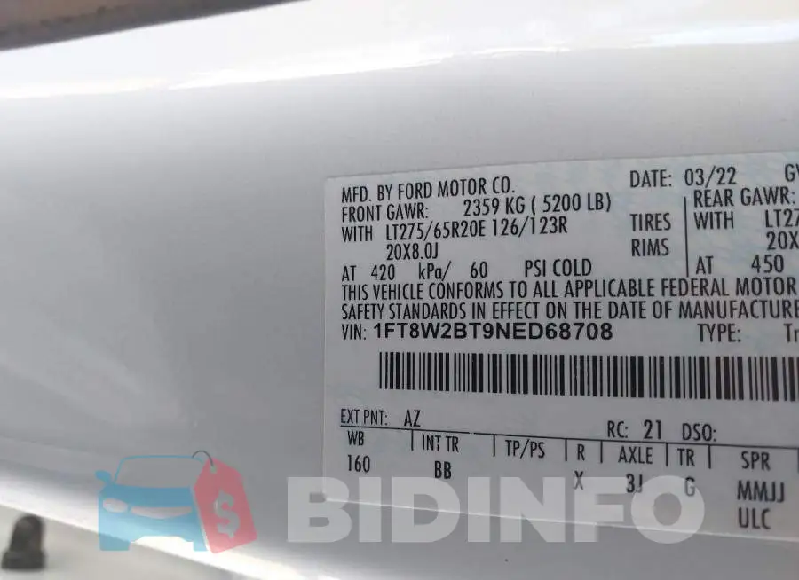 1FT8W2BT9NED68708 Photo# 8