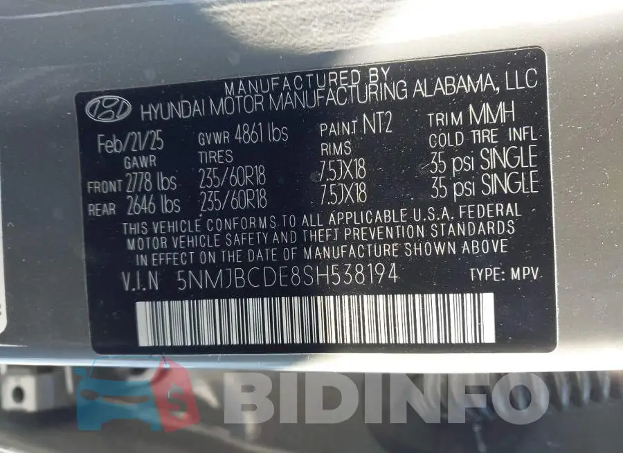 5NMJBCDE8SH538194 Photo# 9