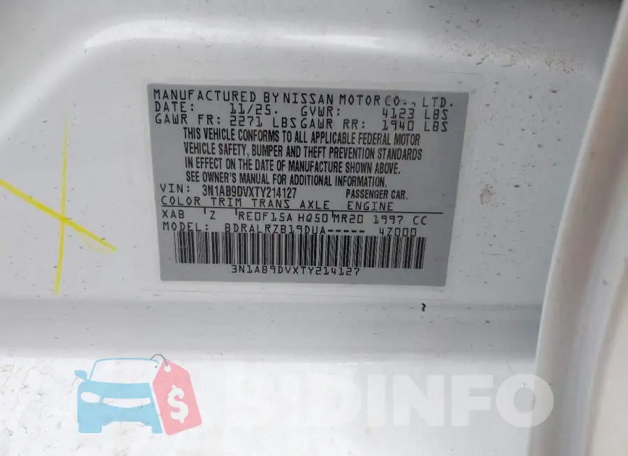 3N1AB9DVXTY214127 Photo# 9