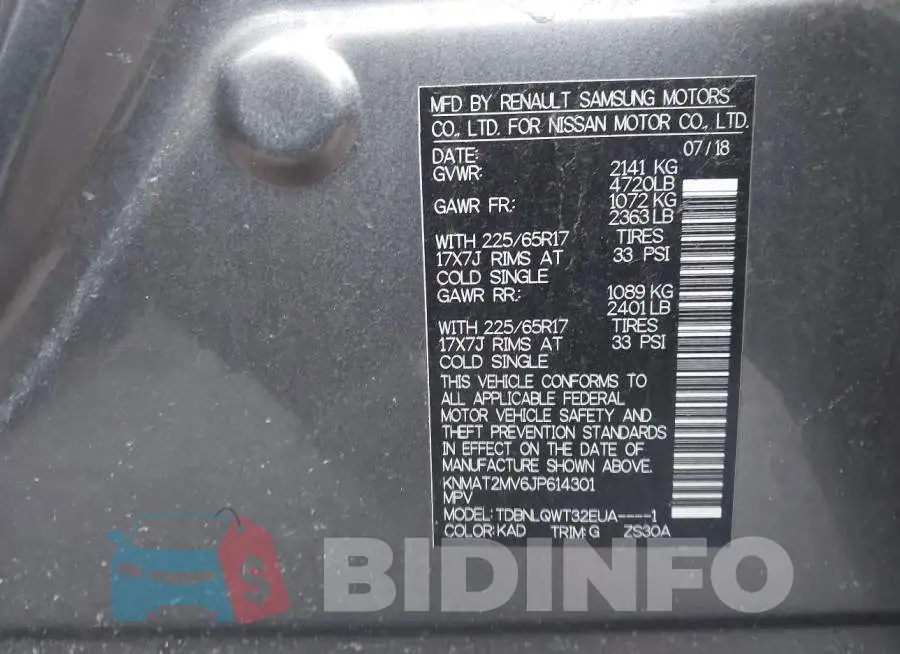 KNMAT2MV6JP614301 Photo# 9