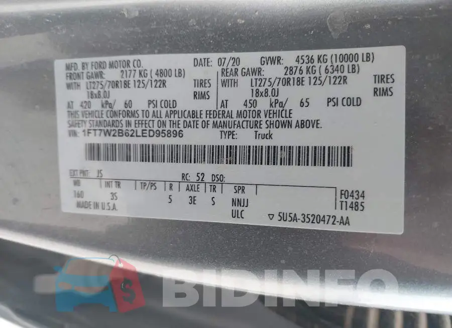 1FT7W2B62LED95896 Photo# 8