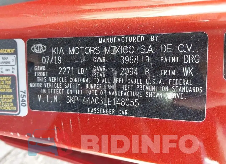 3KPF44AC3LE148055 Photo# 9